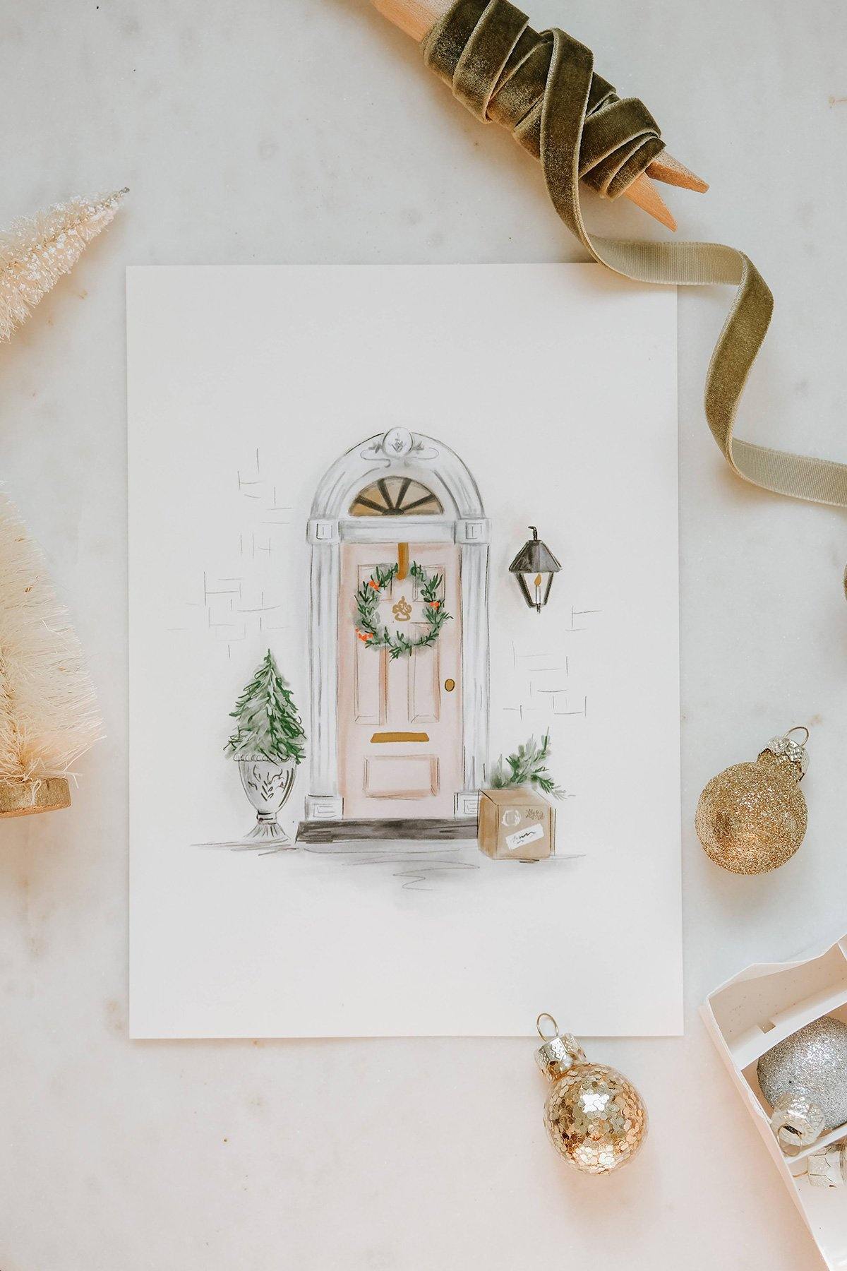 The Christmas Door - Print - Lily & Val
