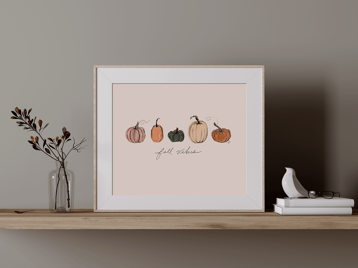 Fall Vibes - Print - Fall Decor - Hand-drawn Pumpkin Art - Autumn Art ...