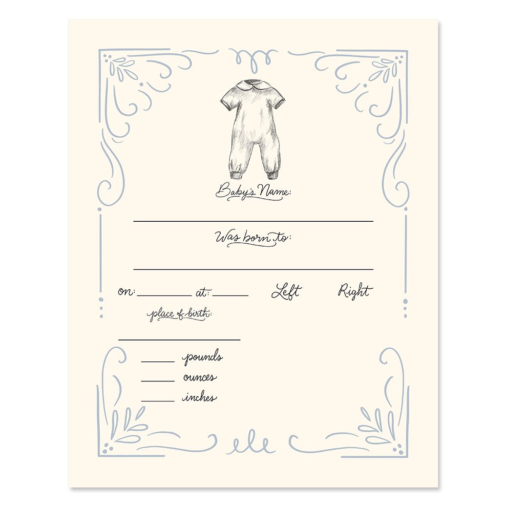 Fill In The Blank Baby Birth Stats Print - Boy - Lily & Val