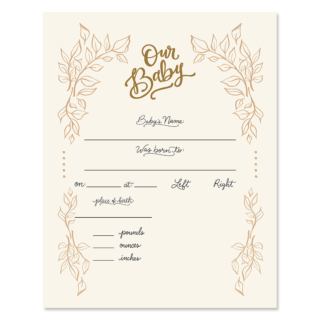 Fill In The Blank Baby Birth Stats Print - Gender Neutral - Lily & Val