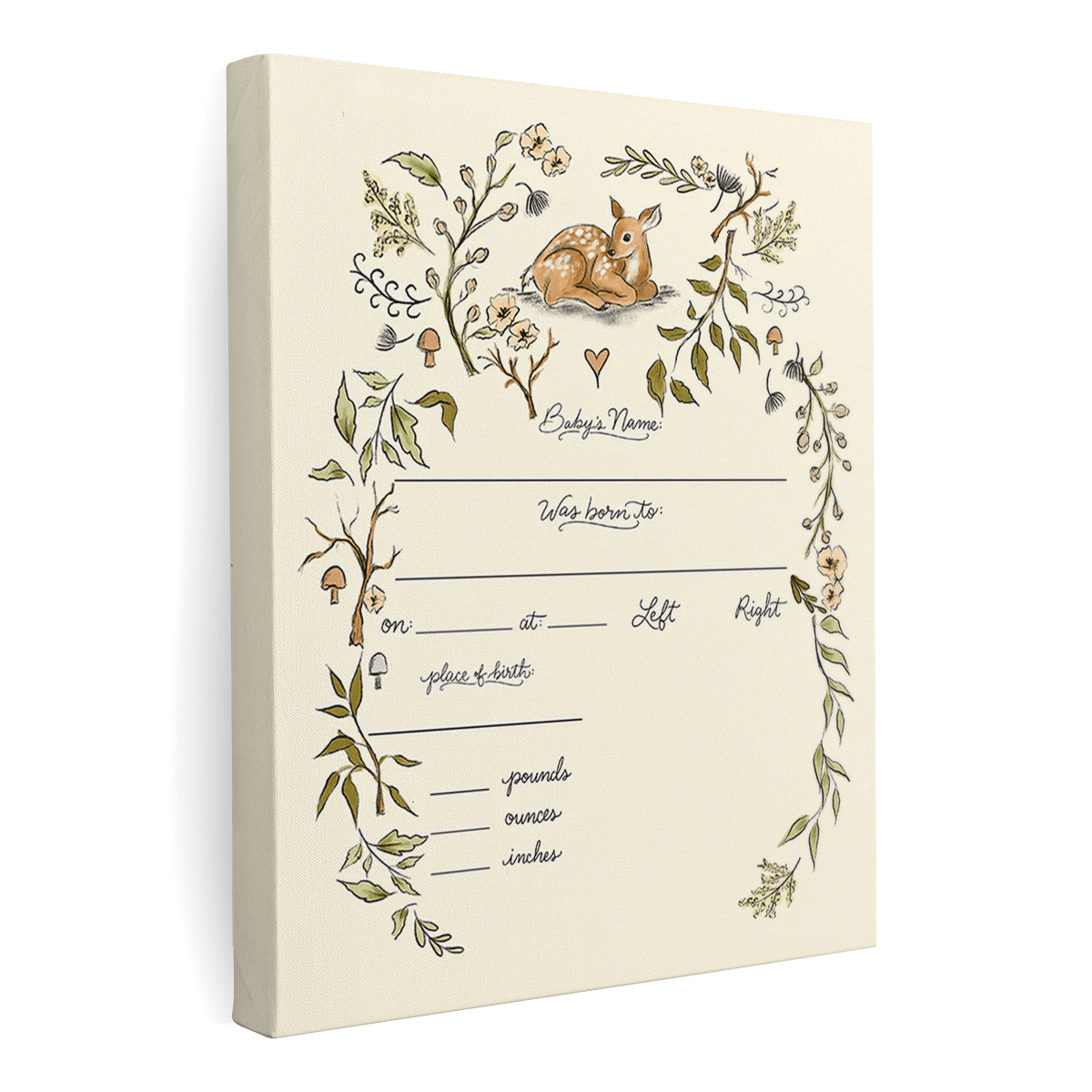 Fill In The Blank Baby Birth Stats Print - Woodland