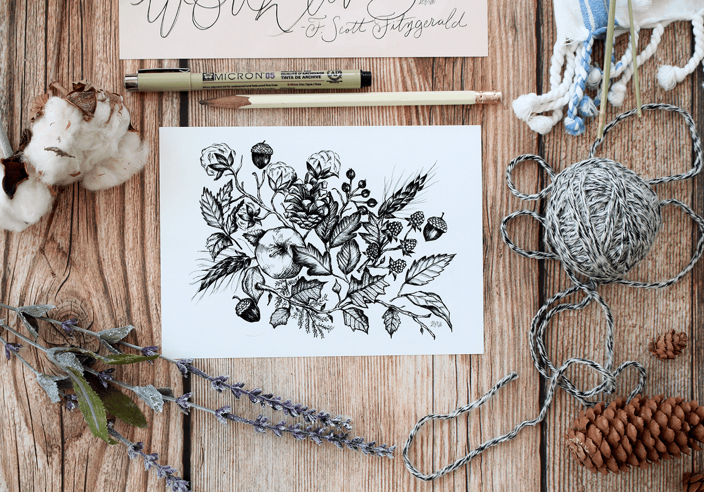 Fall Botanical (Black) - Print - Lily & Val