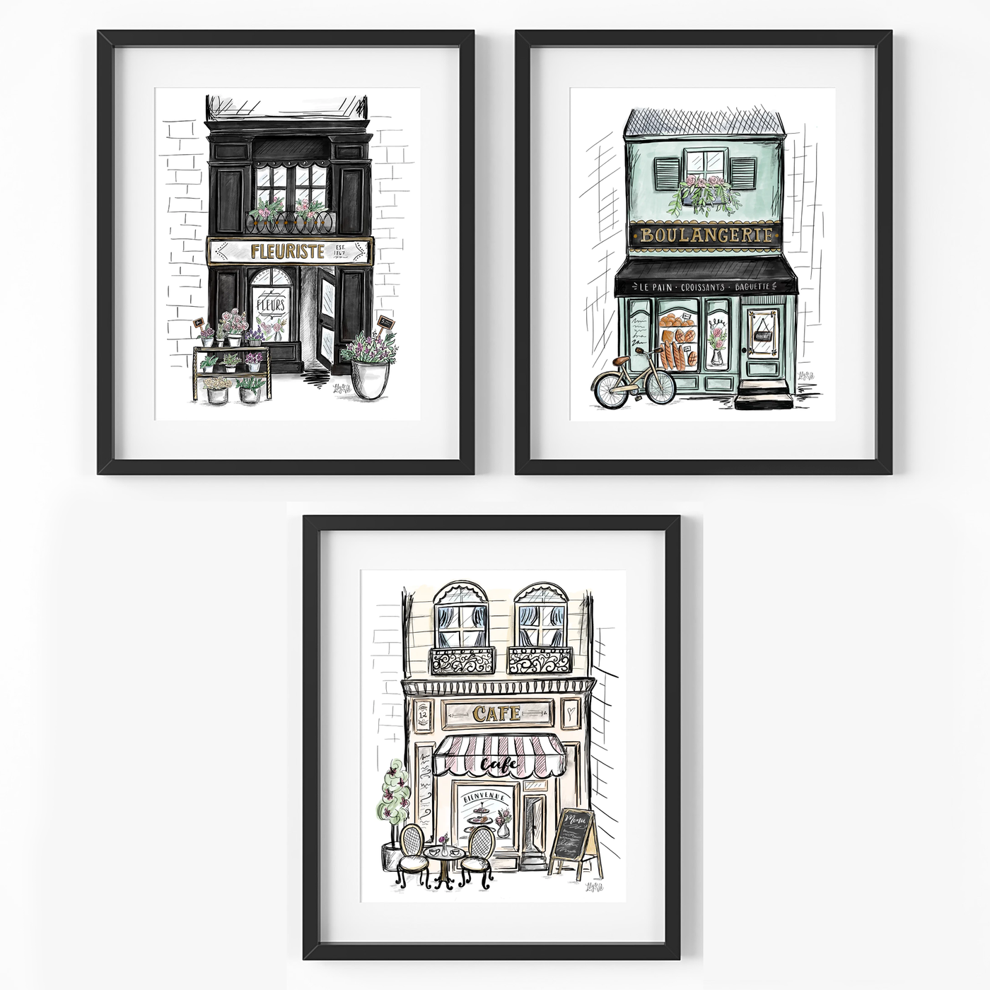 Set of 3 French Fashion House Prints