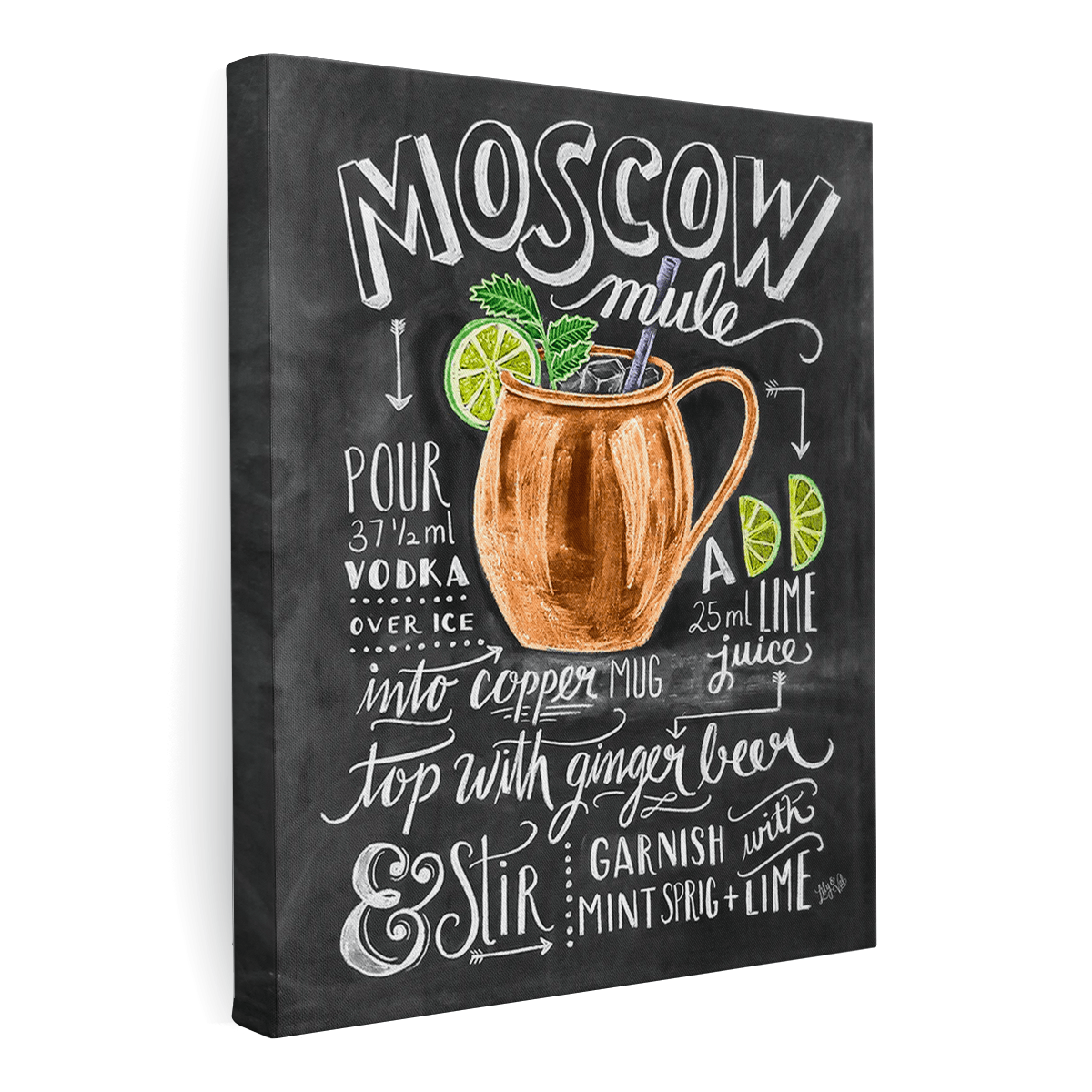 Moscow Mule Print - Recipe Print - Cocktails - Bar Cart Art - Chalk Art ...