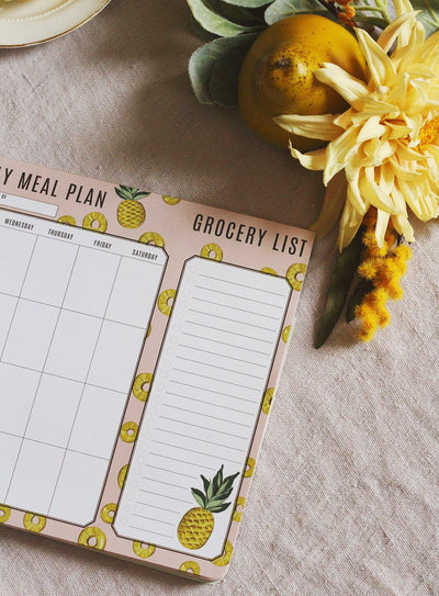Pineapple Meal Planner Pad & Grocery List - Lily & Val