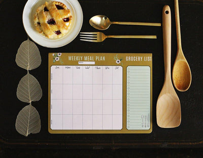 Classic Gold Meal Planner Pad & Grocery List - Lily & Val