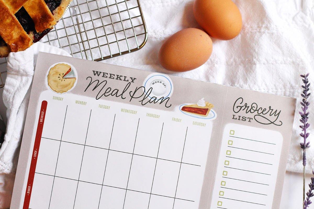 Cherry Pie Meal Planner Pad & Grocery List - Lily & Val