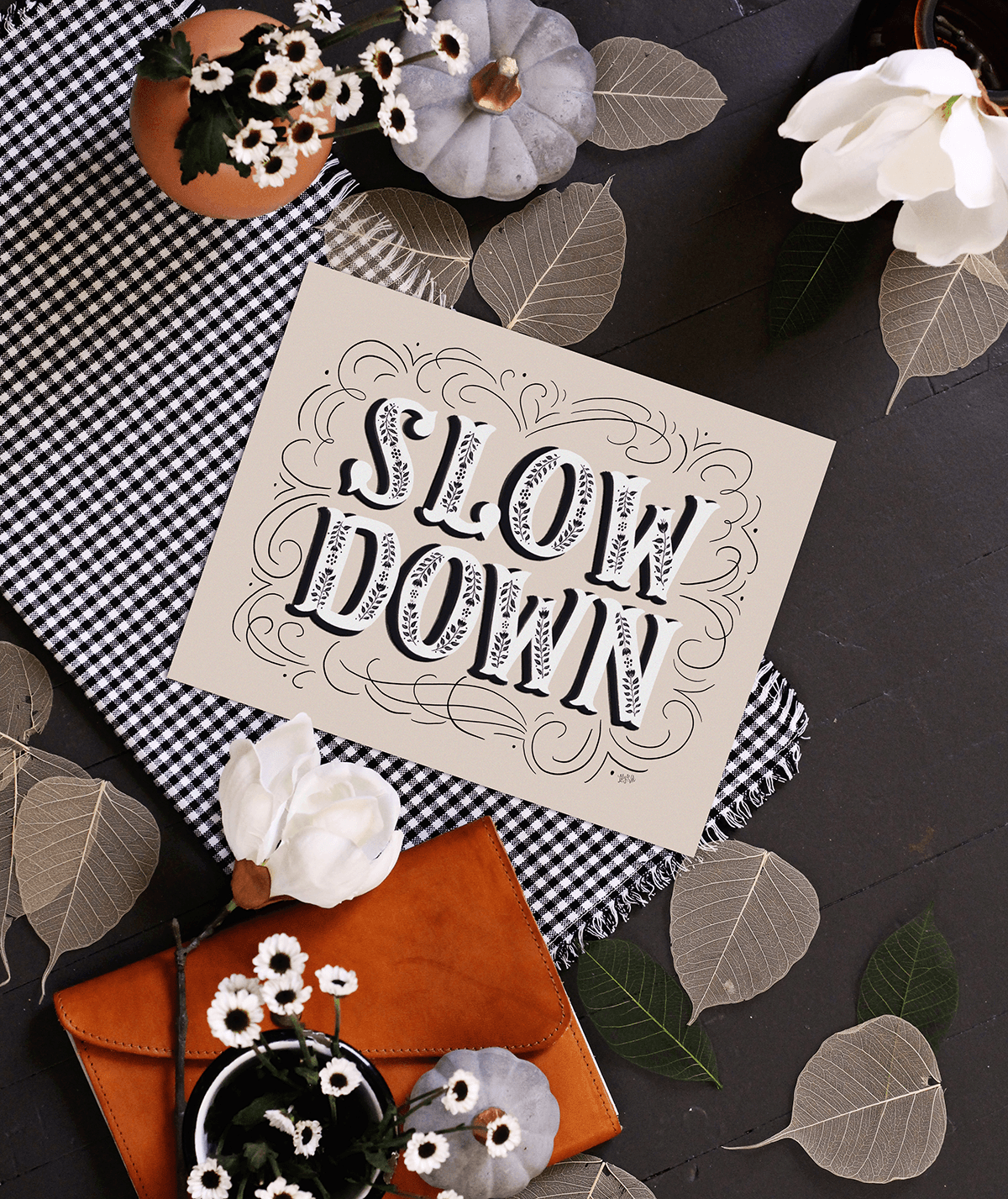 Slow Down - Kraft Paper Art - Illustrated Art - Fall Decor - Wall Art ...