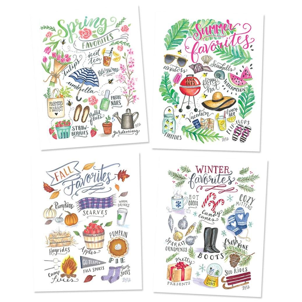 Seasonal Favorites - Set of 4 Prints - Lily & Val