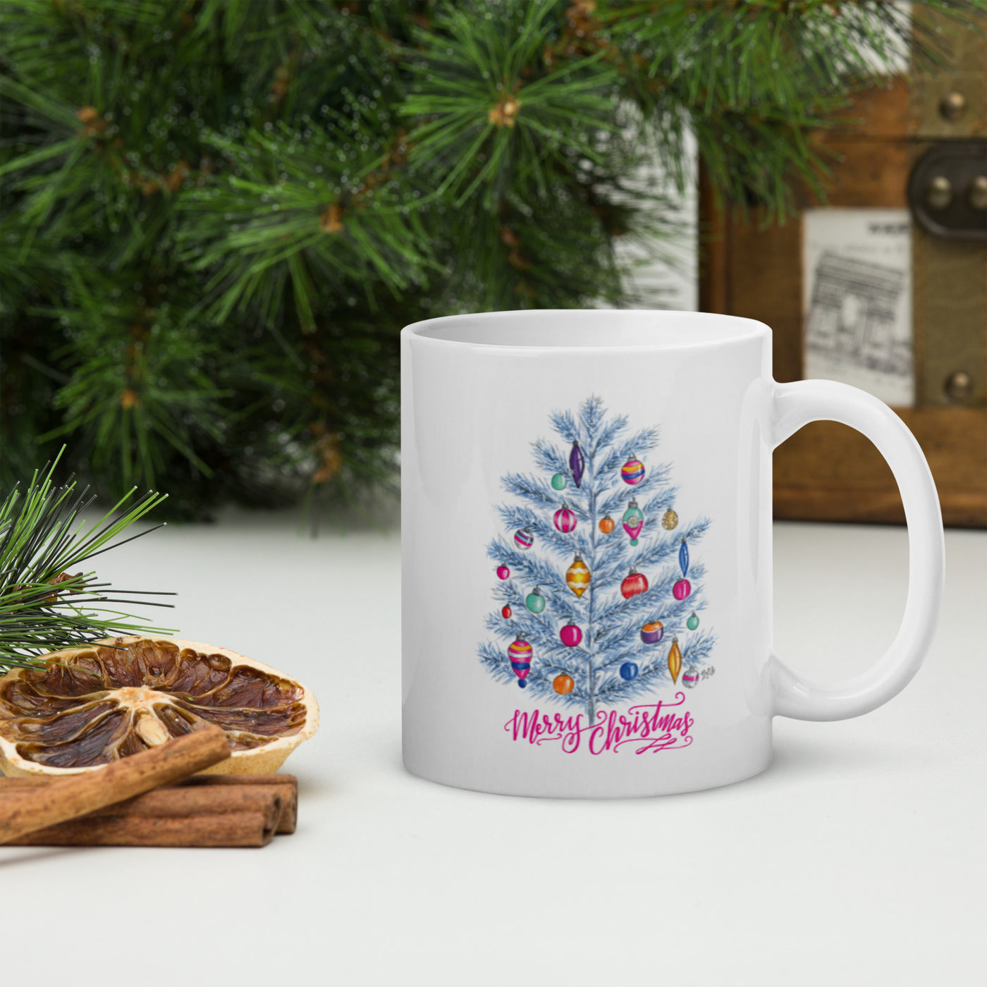 Merry Christmas Bauble Tree - Ceramic 11oz Mug
